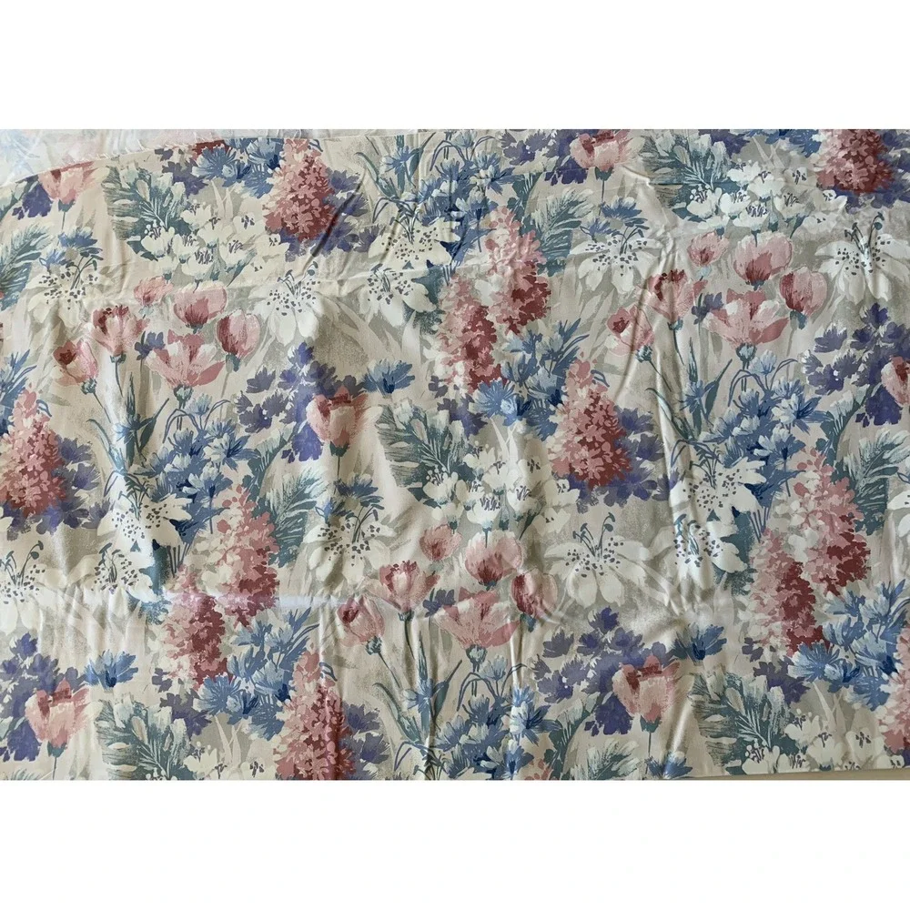 Vtg 1987 House 'N Home Pink Purple Teal Floral Drapery Fabric 54